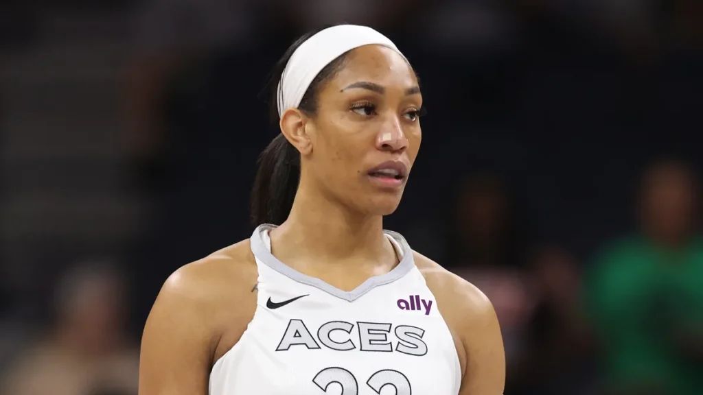 A'ja Wilson — photo via Wikimedia Commons, CC BY-SA 2.0 by John Mac.