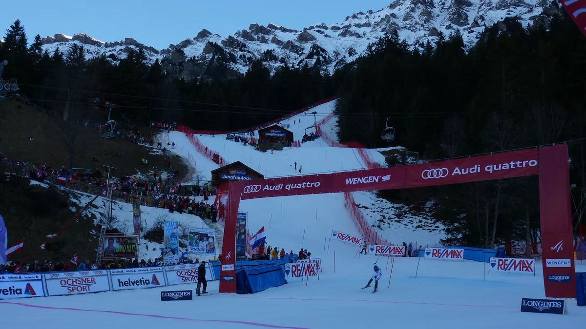 Alpine slalom — gate-clearance technique.