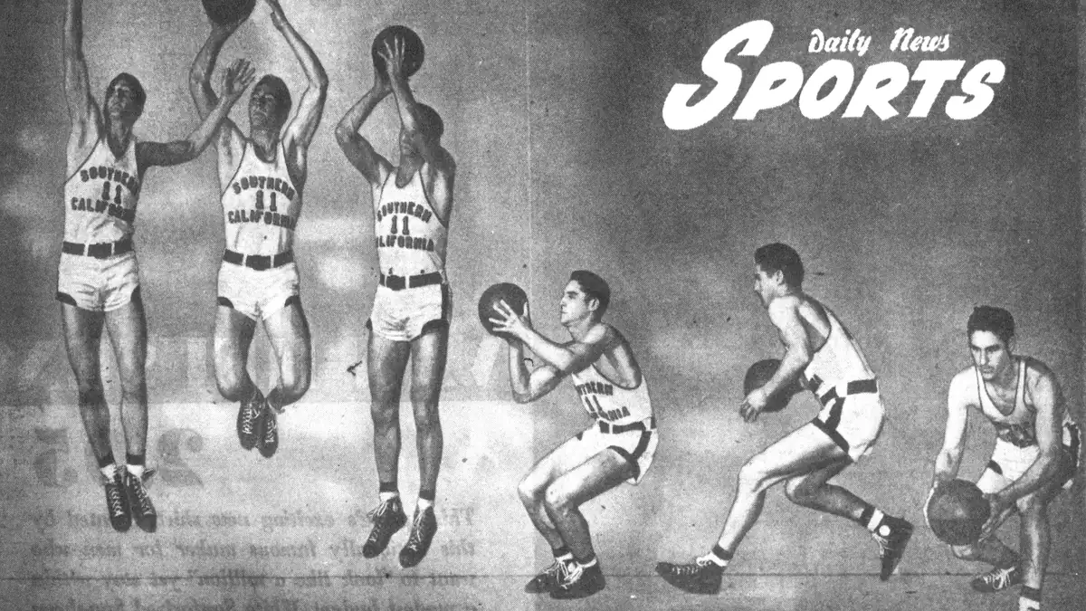 Jump shot release — kinetic chain in flight.